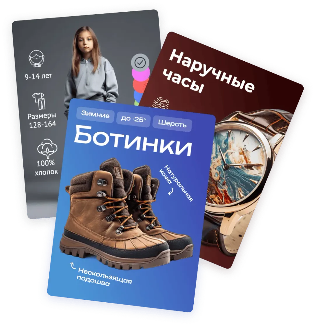 Шаблоны карточки с инфографикой для маркетплейсов в Магви